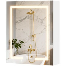 HOMCOM Mobile Specchiera Bagno con Luce LED Regolabile e Antiappannamento