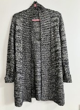 Black & Grey Sparkly Long Line Cardigan Edge To Edge Size 12 Atmosphere