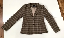 Love Tree Women’s Brown Plaid Blazer Jacket Lined Elbow Patches Size Large