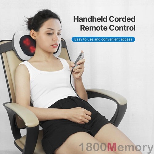 Renpho Pillow Back Massager Kneading Shiatsu Deep Tissue w/ Heat Remote Control - Picture 2 of 3