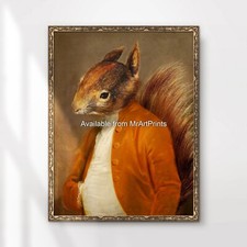 Rotes Eichhörnchen Gemälde Kunstdruck Poster Spaß Portrait verkleidet Kleidung tragen