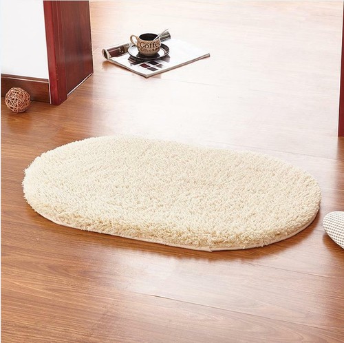 Solid Oval Area Rug Soft Carpet Bedroom Bedside Plush Floor Rugs Anti-slip Mat - Picture 23 of 30