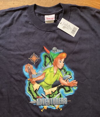 NWT * RARE * COLLECTIBLE Peter Pan -  Disney Adventurers  - Blue Shirt - Youth L