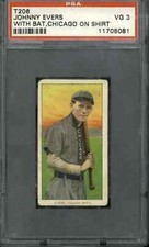 1909 T206 Johnny Evers with Bat Chicago - PSA 3