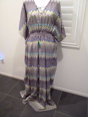 Meghan Los Angeles Ladies Maxi Dress Multi-Color Chevron Jeweled afghan SZ  10 | eBay