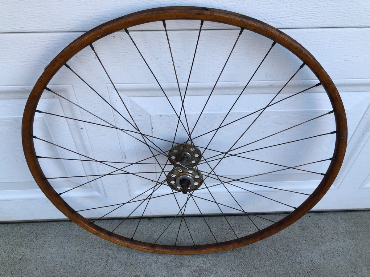 ROUE AVANT EN BOIS POUR VÉLO ANCIEN 1900