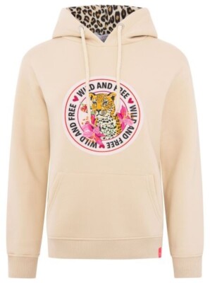 ZWILLINGSHERZ Hoodie  ''Wild and Free '' NEU  Gr. XL Beige  Kapuze mit Kordel 3.37