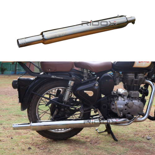 Long Bottle Chrome Silencer For Royal Enfield Bullet Classic Universal Bike Part - Picture 1 of 3