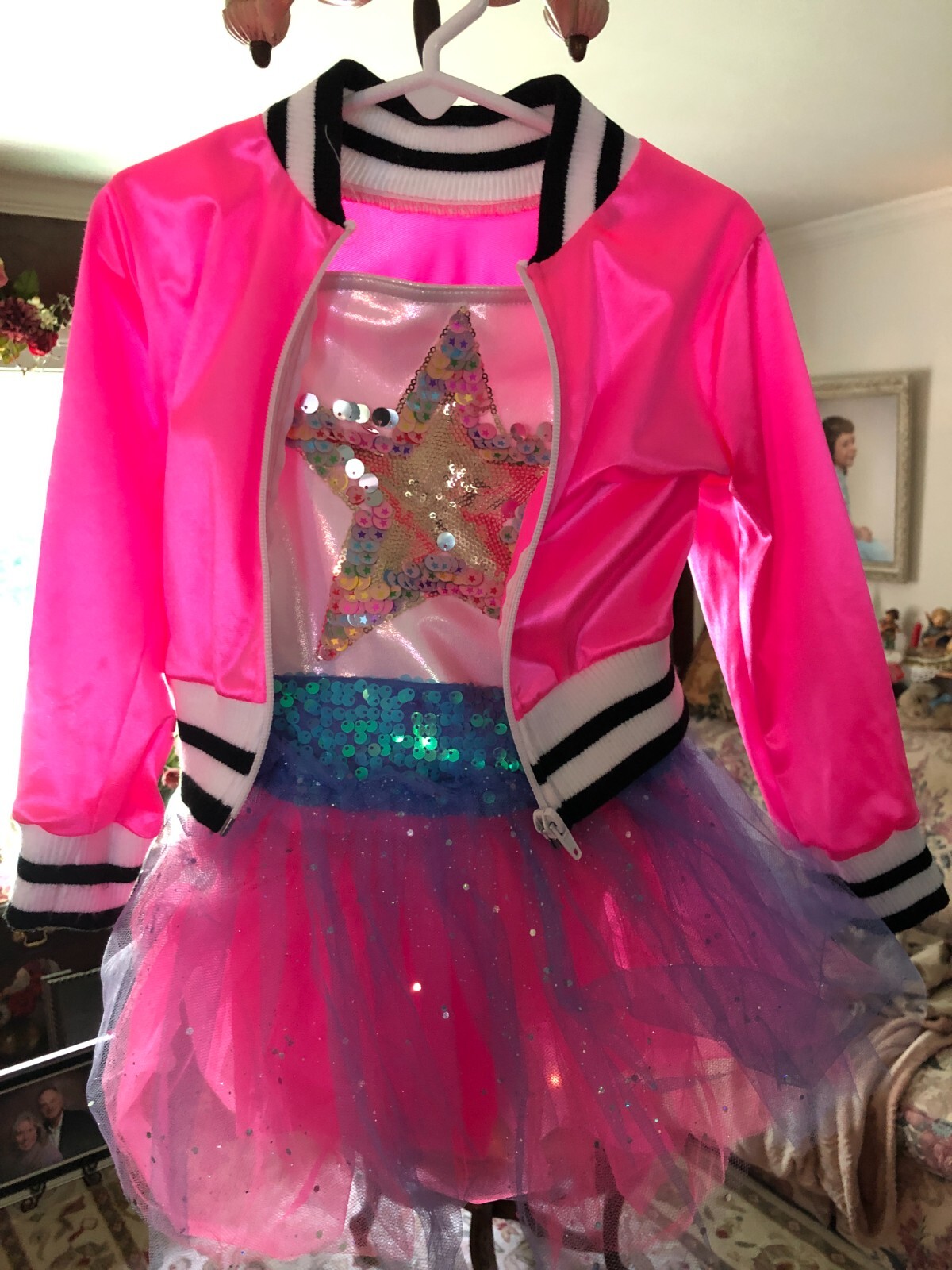 Weissman Girls Dance Costume Pink  Blue Dress & J… - image 1