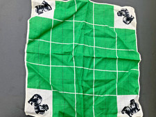 Vintage Pekingese Hund Taschentuch Taschentuch Baumwolle selten schwarz gr&uuml;n wei&szlig;