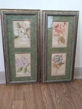 Linens N Things Collection Rustic Wood Framed Wall Art Print Lilac Rose Floral 