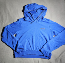 Guess Los Angeles Womens Large Cobalt Blue Pullover Cropped Hoodie Sweatshirt