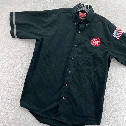 Coca Cola Shirt Medium Mens Black Bottling Uniform Soda Pop Short Sleeve Top B1 - Picture 2 of 13