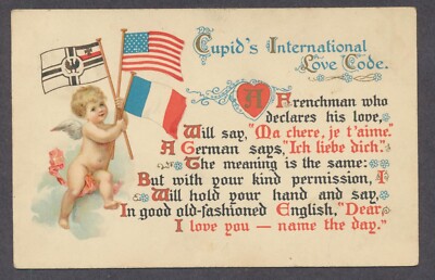 1918 Cupid's International Love Code picture postcard German British ...