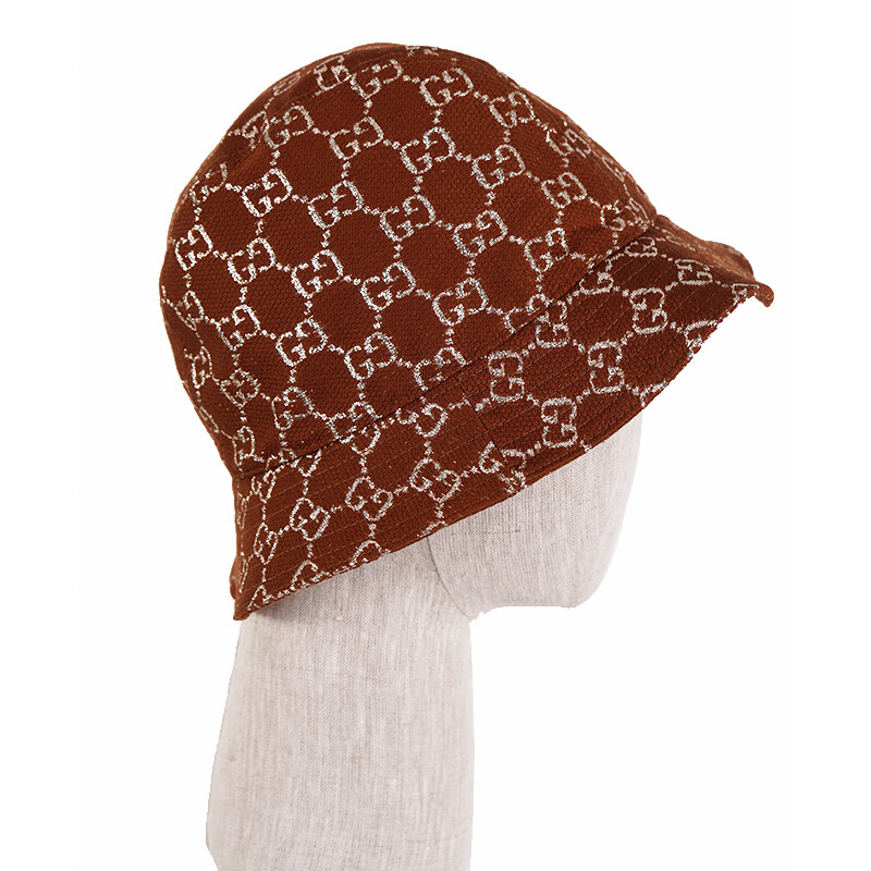 M NEW $590 GUCCI Rust Brown PALE GOLD GG LOGO LAME Wool Blend