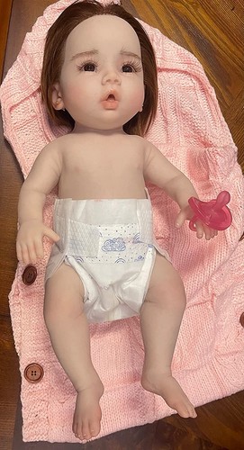 Anzi 18inch 100% Full Body Silicone Reborn Baby Girl Doll Lifelike Newborn Baby - Picture 4 of 16