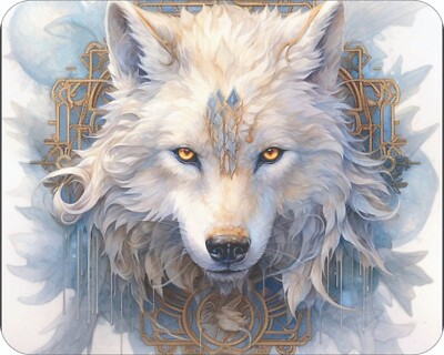 Rare White Wolf Art Mouse Pad Stunning Photos AI Drawing Mousepad