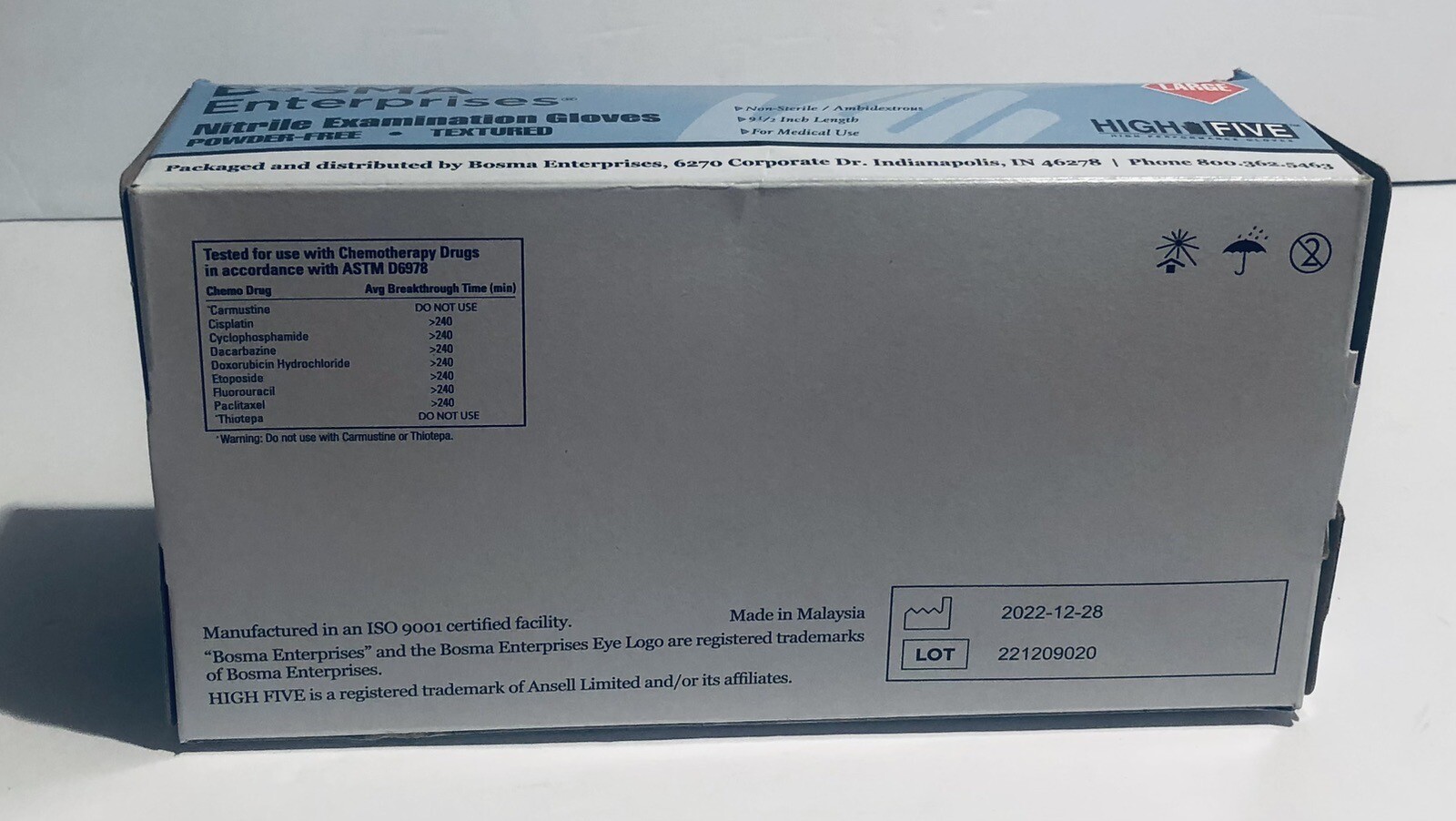 Bosma Nitrile Examination Gloves Power Free Textured 100 Count Size Large eBay