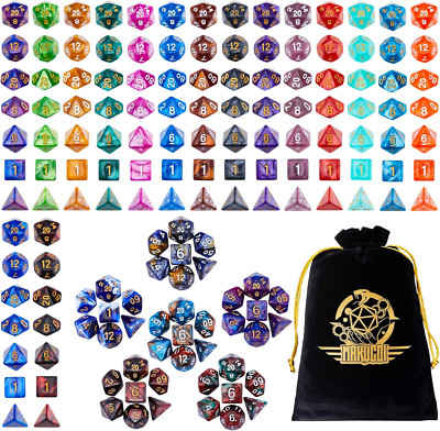 DND Dice Set, 20 X 7 Polyhedral Dice (140 Pieces) Two-Color for Dungeons and Dra