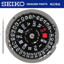 Seiko SII NH36 Watch Movement, Black Roman Date Dial, Crown at 3.8