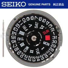 Seiko SII NH36 Watch Movement, Black Roman Date Dial, Crown at 3.8