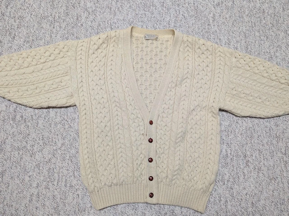 Cárdigan suéter vintage ARAN L grueso tejido HIGHLAND HOME lana escocesa irlandesa Foto 3 de 4