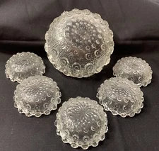 Lot of 5 Glass Open Salt Cellars Plus Matching Jam Bowl