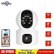 Hiseeu 2K Dual Lens WiFi IP Camera Wired indoor Home Security Smart Camera 4MP