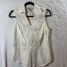 Talbots Cream Ivory Seersucker Blouse Top -Size 8 (0083)
