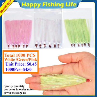 1000Pcs 4'' Mylar Flash Teaser Tail Brass Grommet Lure Bucktail Jig Pompano Jigs