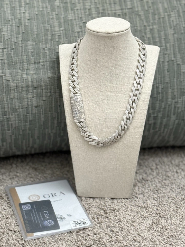 Moissanita 925 pulida Miami Cuban Link para hombre - 17 mm 21 pulgadas 210 gramos Foto 3 de 4