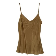 Jade by Johnny Was Silk Camisole L Lace Trim Silky Brown Y2K Soft Nuetral