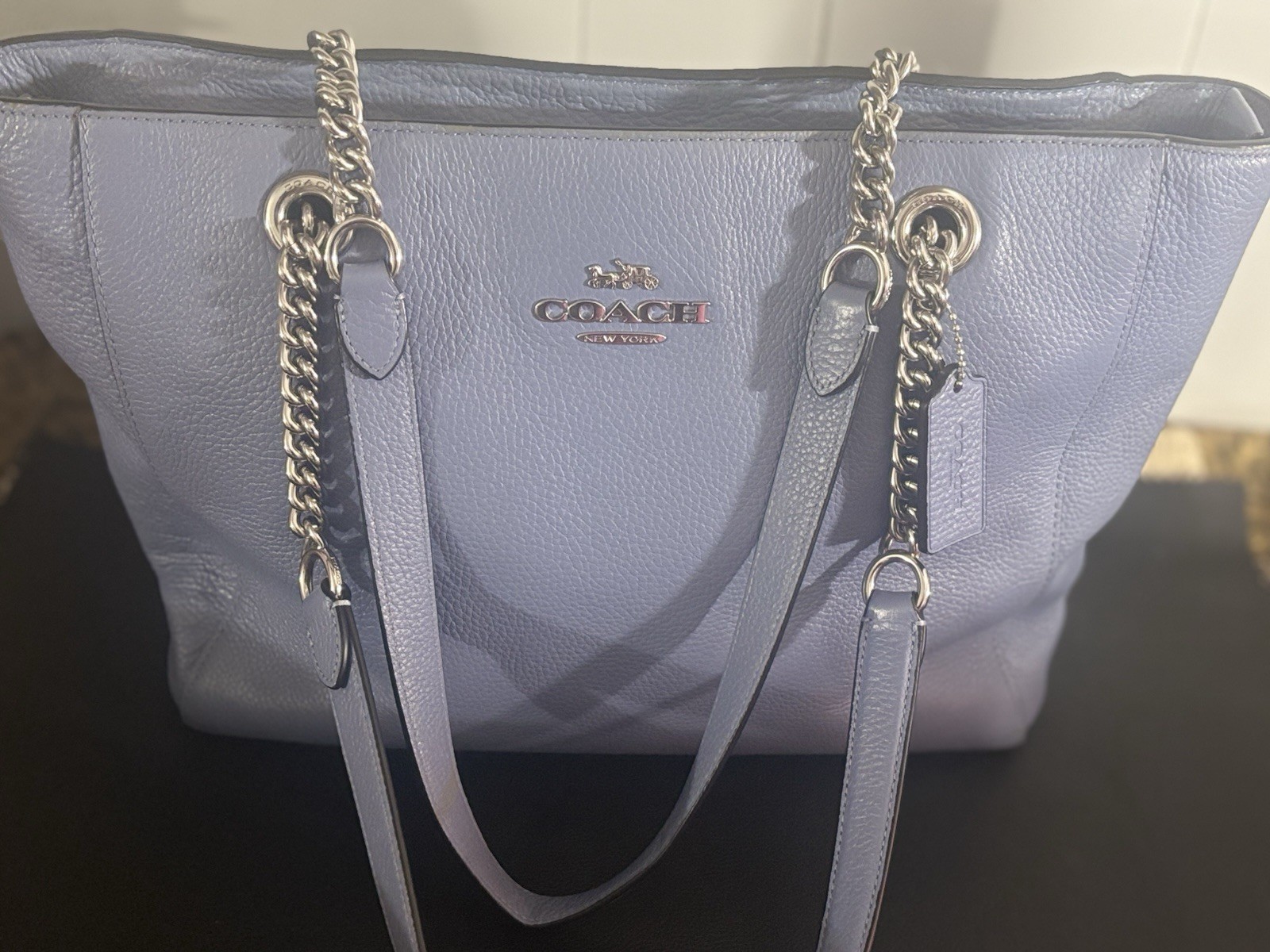 Coach Leather Marlie Tote Purse Periwinkle- NWOT - (C1566) Dust ruffle Bag Inc