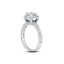 3ct E VS2 Round Cut Earth Mined Certified Diamonds 14k Gold Halo Side Stone Ring