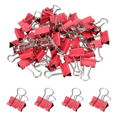 0.75'' Binder Clips, 50 Pcs Paper Clamps with Silver Wire Handles, Light Red