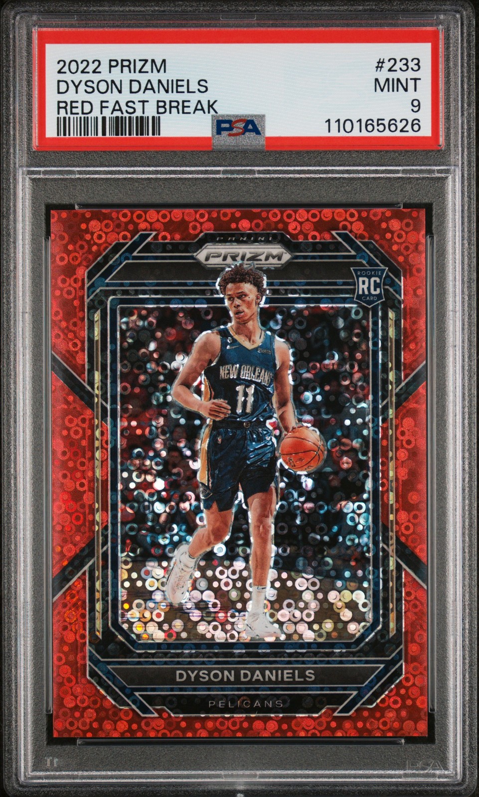 2022 PANINI PRIZM RED FAST BREAK #233 DYSON DANIELS 13/100 PSA 9