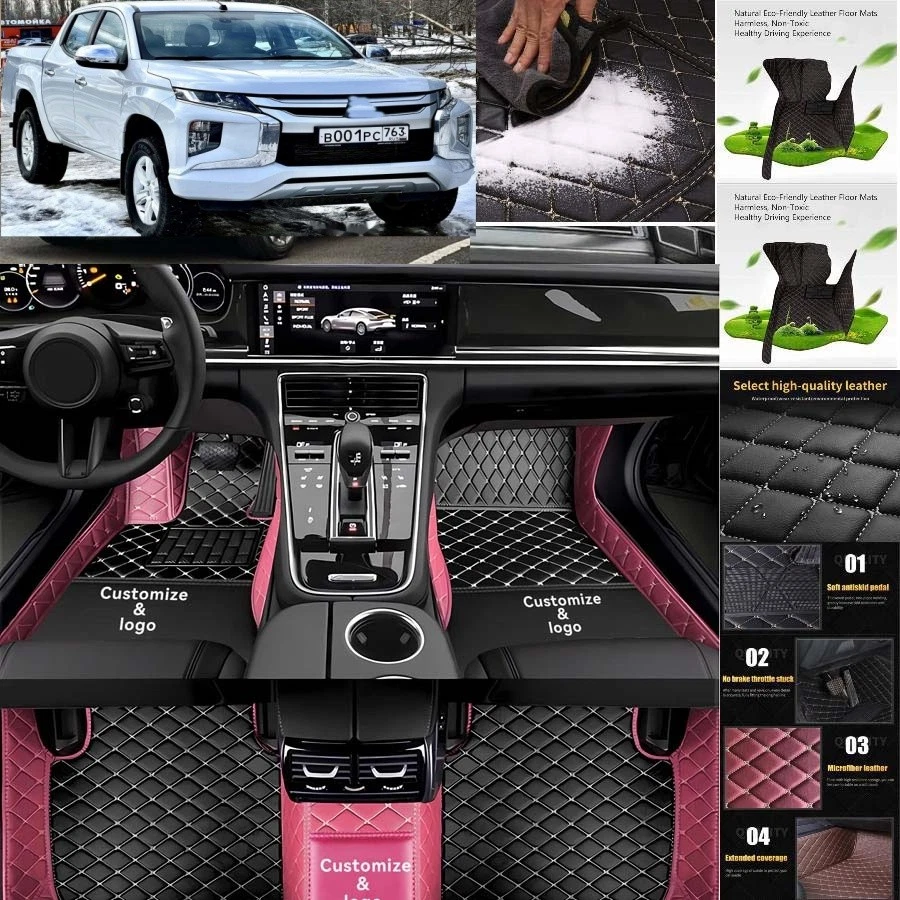 For Mitsubishi L200 Car Floor Mats Carpets Cargo Liners Custom All Weather Foto 3 de 4