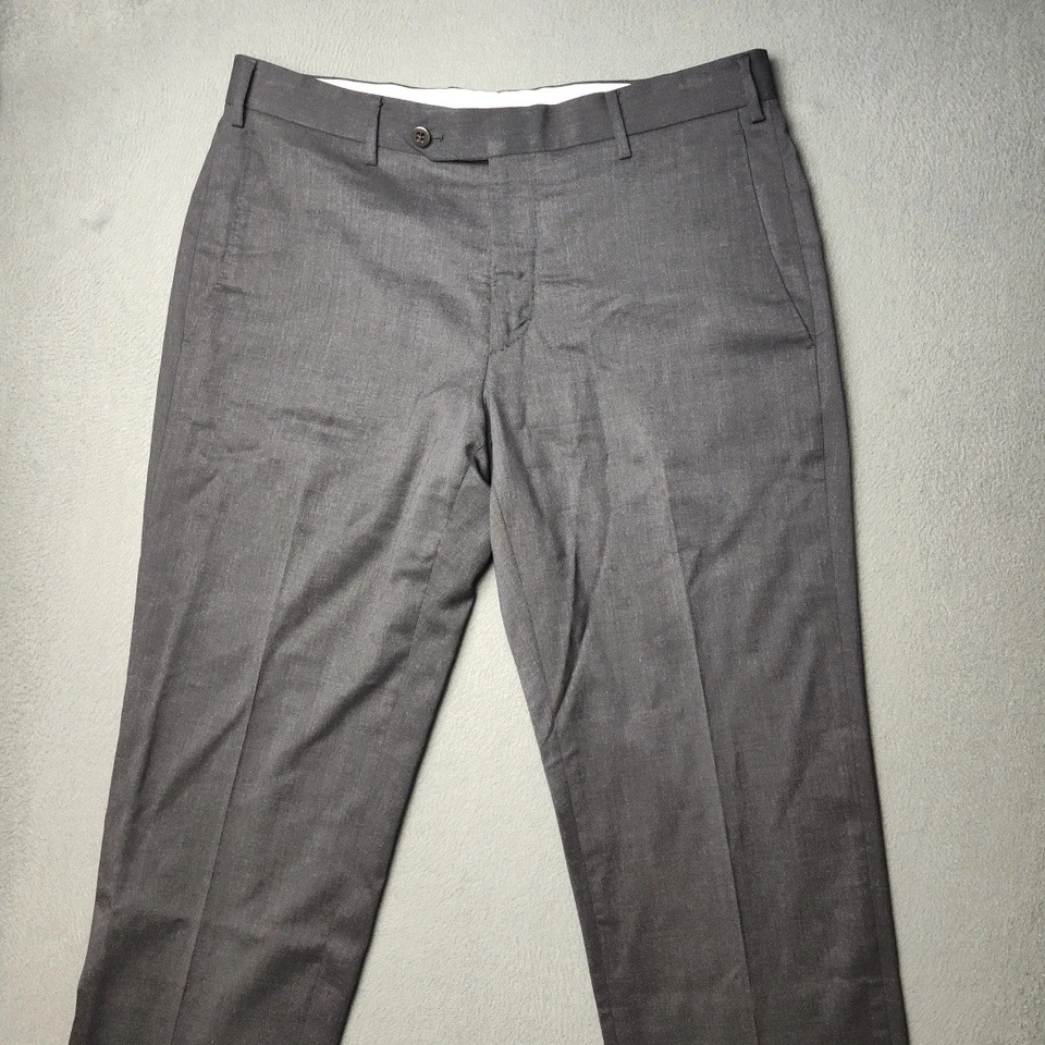 Zanella Parker Pants Mens 32x28 Gray Wool Blend Stretch Waistband Dress Italy - Image 2 of 4
