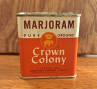 Vintage Crown Colony Marjoram 1 oz spice tin, Great Logo & graphics — photo 1