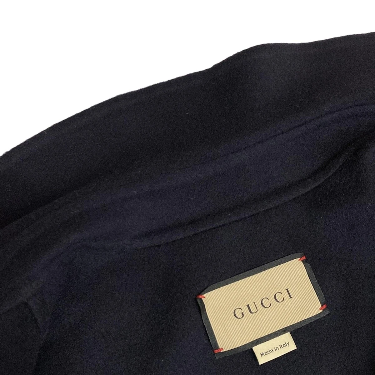 Giacca Lana Doppiopetto Gucci Autentica 762521 Tessuto Esterno Navy Scuro] Lana Uomo