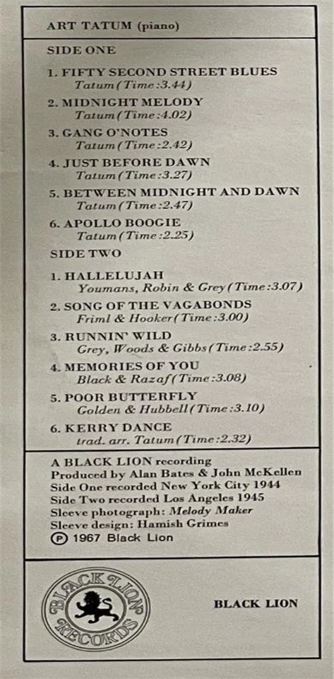 Art Tatum The Genius LP M- Black Lion Jazz (UK pressing) - Image 3 of 3