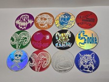90s Pogs Lot of 12 Holo Milk Caps Scullies Rams Skull Played Pogs