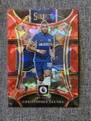 Panini Select 2023-24 Mezzanine 133 Christopher Nkunku Prizm Cracked Ice Red