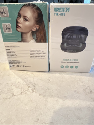 Two NEW Bluetooth Wireless Clip On Headset(s) W/Charging Dock