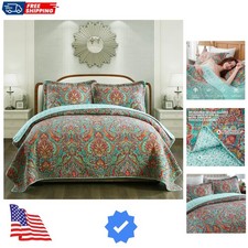 Cotton Bedspread Quilt Sets-Reversible Patchwork Coverlet Set, European Gorge...