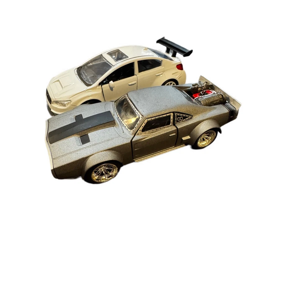Fast Furious Diecast Car 1970 Dodge Charger SRT Subaru WRX STI Scale 1:32 2017 - Image 2 of 4