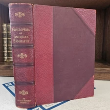 1931 Decorative Red Leather Encyclopedia of American Biography - Gilt Edges