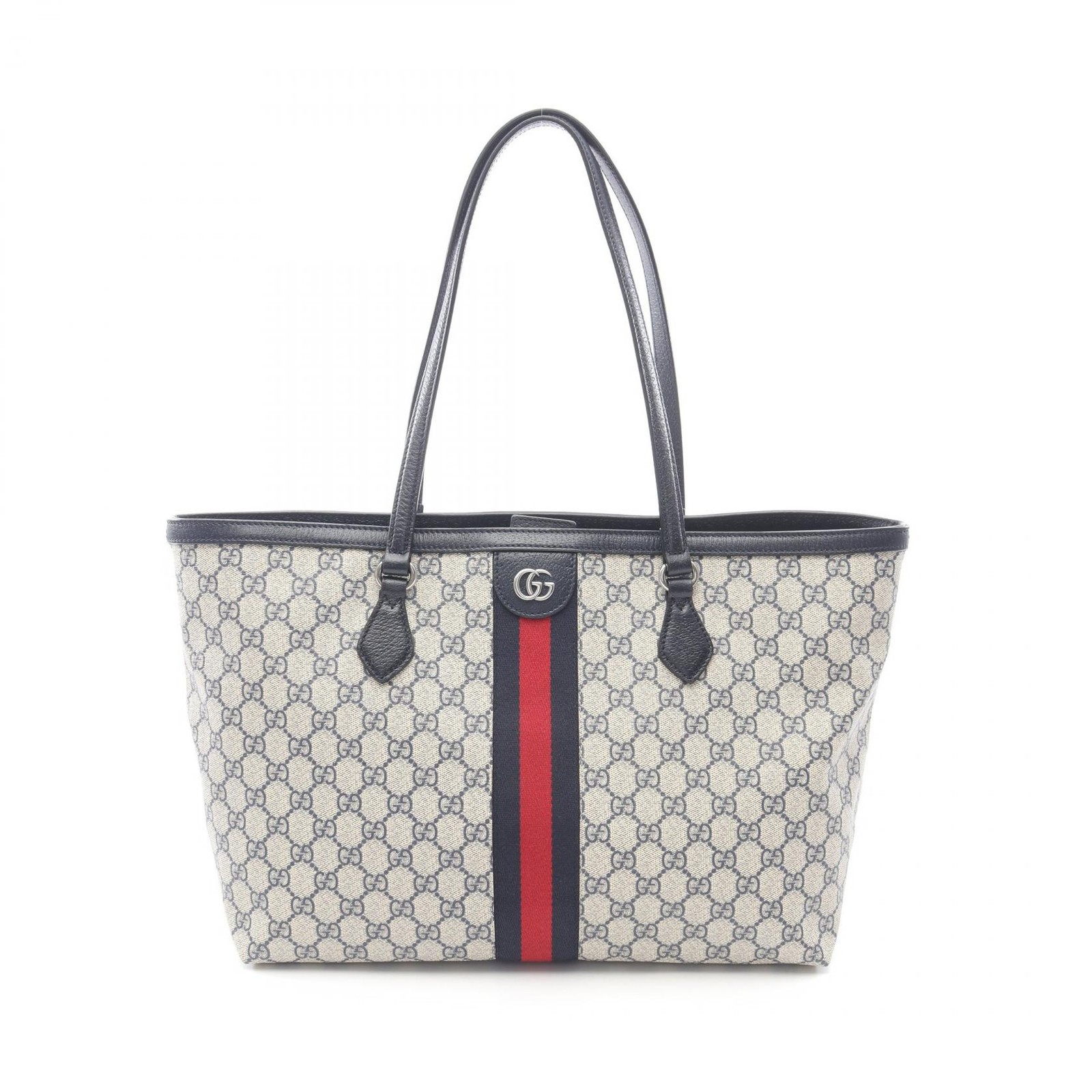 GUCCI GG Supreme Medium Shoulder Tote Bag in Beige Canvas & Leather for Women  