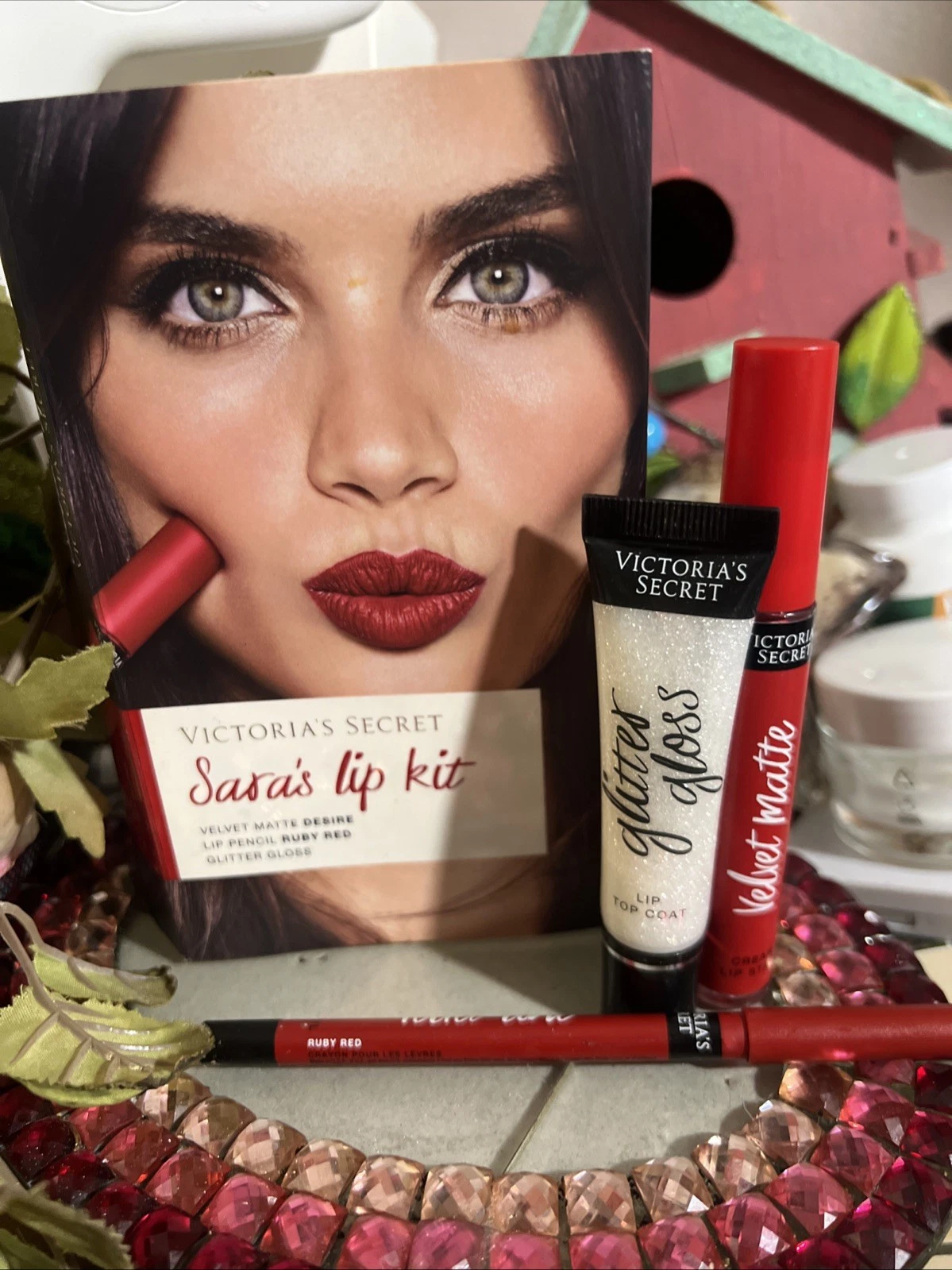 Victoria's Secret Sara's Lip Kit: Desire, Ruby Red, Glitter Gloss