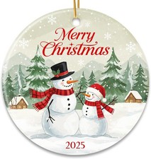 Dated 2025 Snowman Christmas Ornament - Elegant Holiday Tree Decor